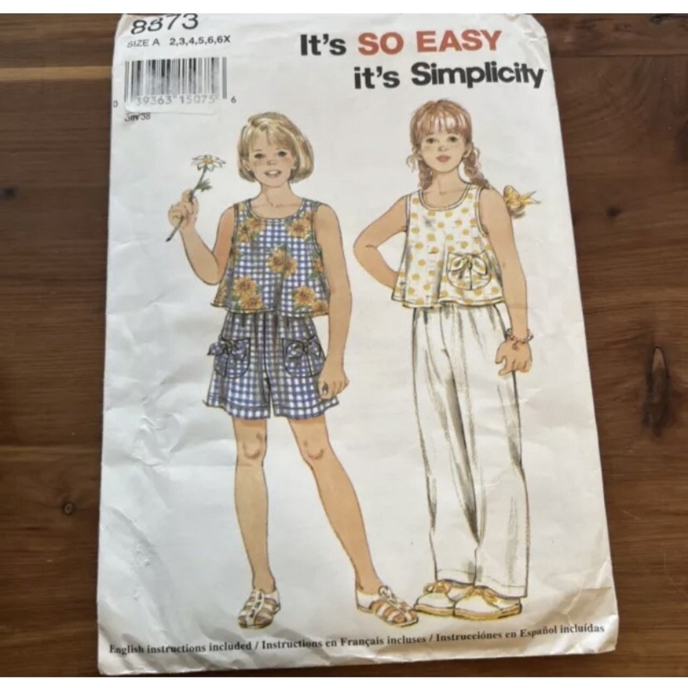 Simplicity 8873 Sewing Pattern Child Top Shorts Pants Size A 2-6X Uncut